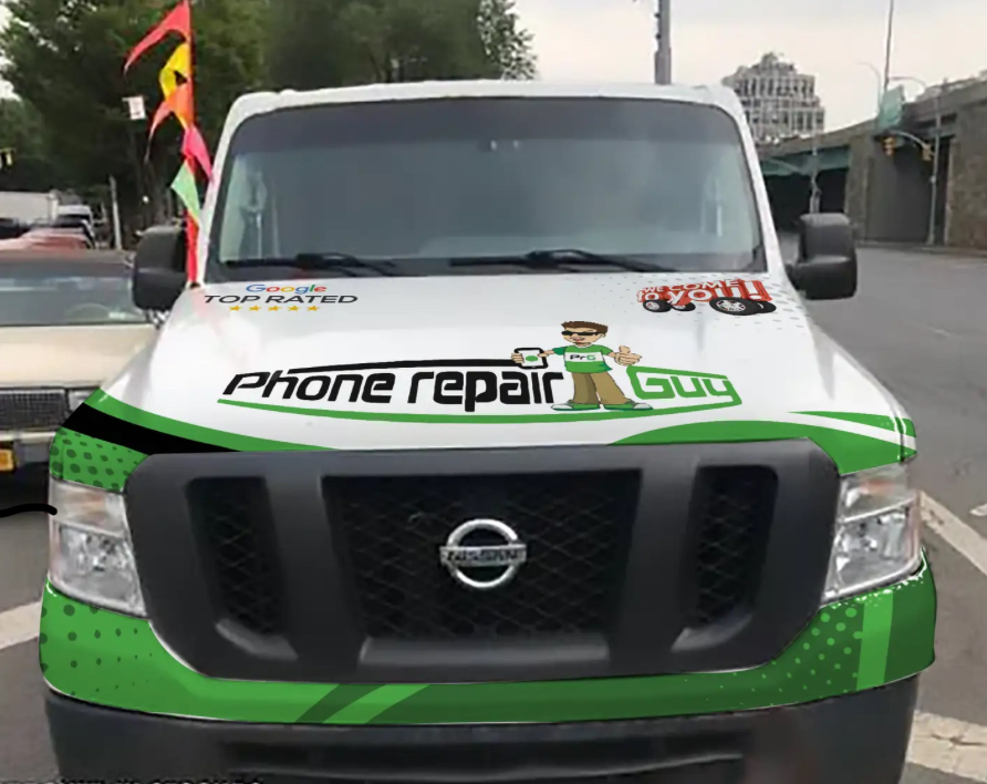 Front of the branded Phone Repair Guy van